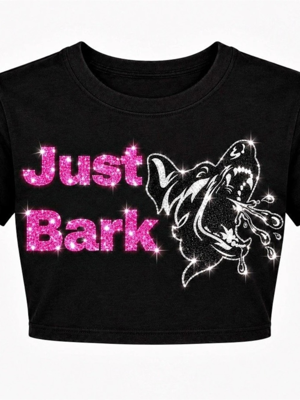 Graphic Short Sleeve Crop Top in Black & Pink Like New